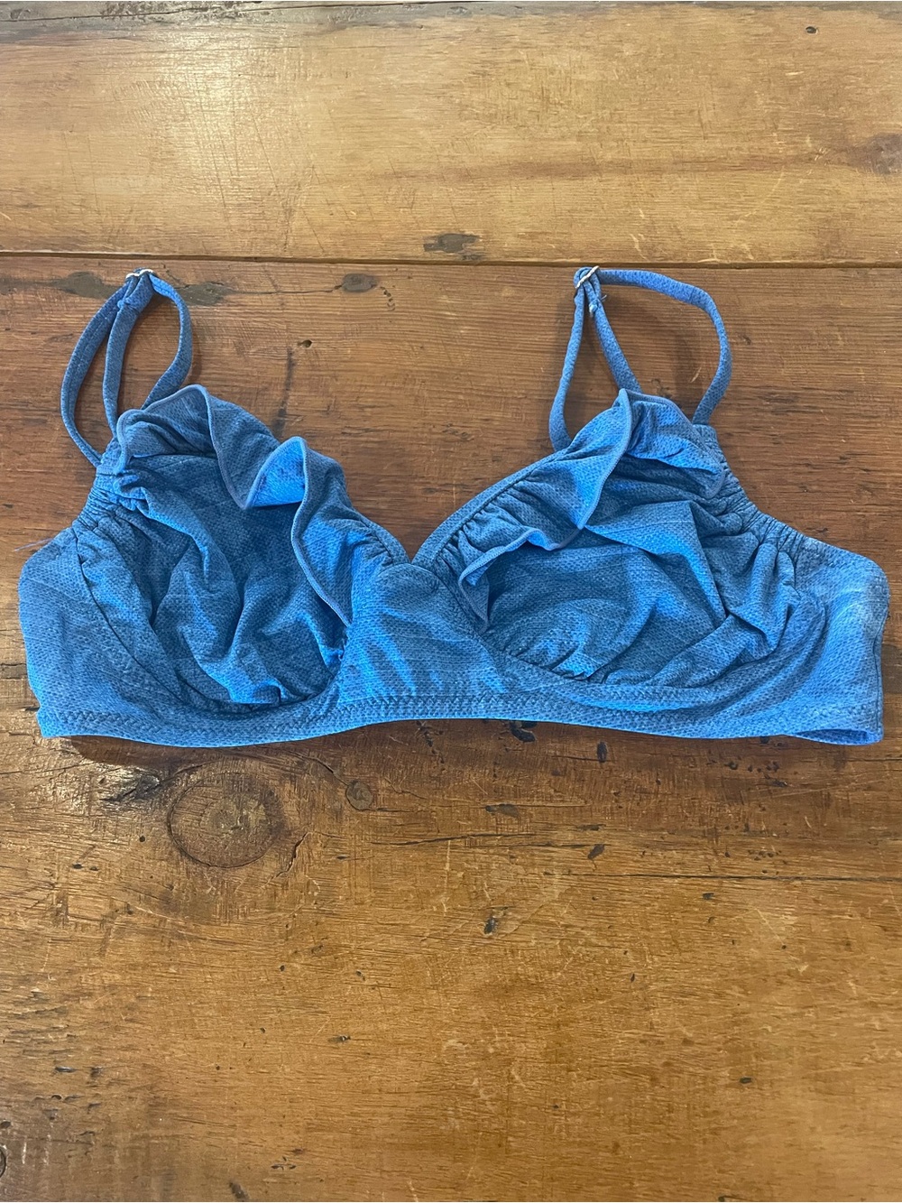Blue Ruffle Bralette - bikini top